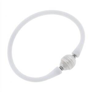 NEW CANVAS STYLE women's bali freshwater pearl silicone bracelet in white